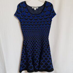 Diane von Furstenberg - Blue, Black and Metallic Dress.  Size Medium